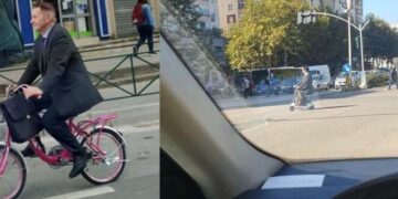 Ish deputeti i njohur “braktis” biçikletën rozë, lëviz në Tiranë me mini-skuter (FOTO)