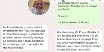 “Lëreni të betohet”, botoi shkrimin për Fredi Belerin, Rama publikon mesazhet me gazetarin grek