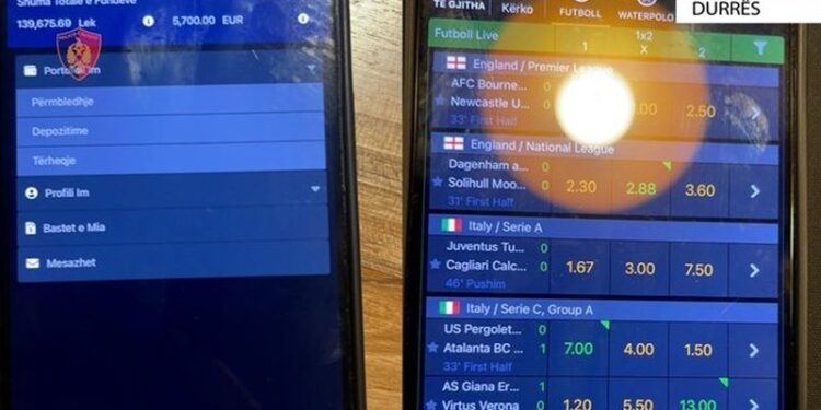 Vendosnin baste sportive, bien në pranga 7 persona në Durrës dhe Kavajë