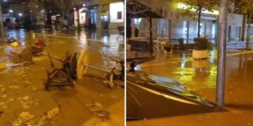 Stuhia e fortë “fluturon” karriget në ajër në qytetin juglindor, kryebashkiaku apelon qytetarët: Orët në vijim pritet.