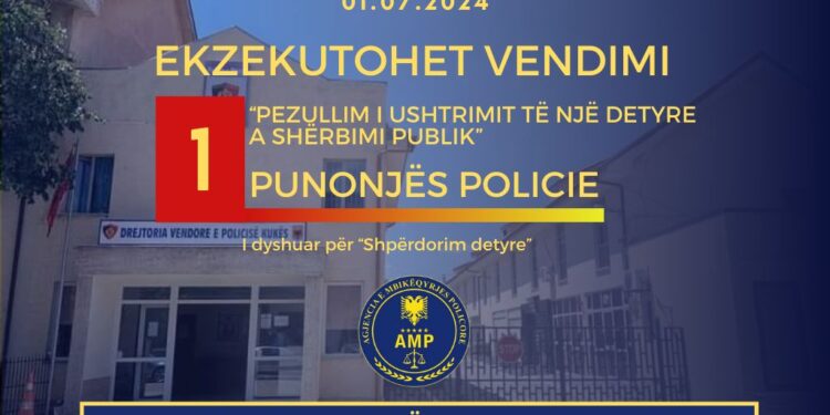 AMP pezullon punonjësin e policisë