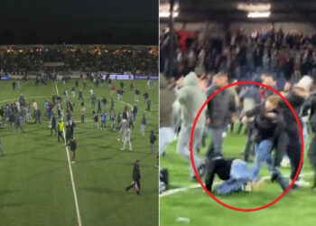 (VIDEO)Kaos në Holandë pas ndeshjes Telstar–Den Bosh, tifozët përplasen në fushë