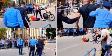 Giro d’Italia – Çiklisti rrëzohet, kalimtari futet papritur në rrugë!