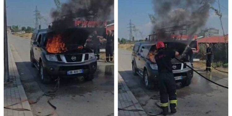 Automjeti përfshihet nga flakët në Korçë, dyshohet defekt elektrik