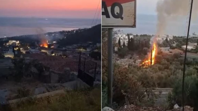 Zjarr në varrezat e Dhërmiut, flakët kërcënojnë ullishtet dhe zonën përreth