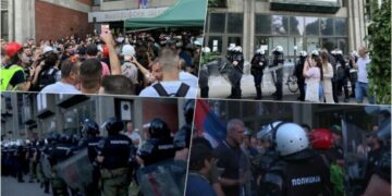 Protesta në Serbi: Studentët e Fakultetit Juridik, pas përzënies nga godina e universitetit, hynë sërish me forcë. Dekani thirri xhandarmërinë.