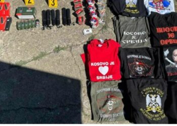 FOTO/ Bluza me Putinin dhe simbole nacionaliste serbe, Policia e Kosovës bastis lokalin në veriun e vendit