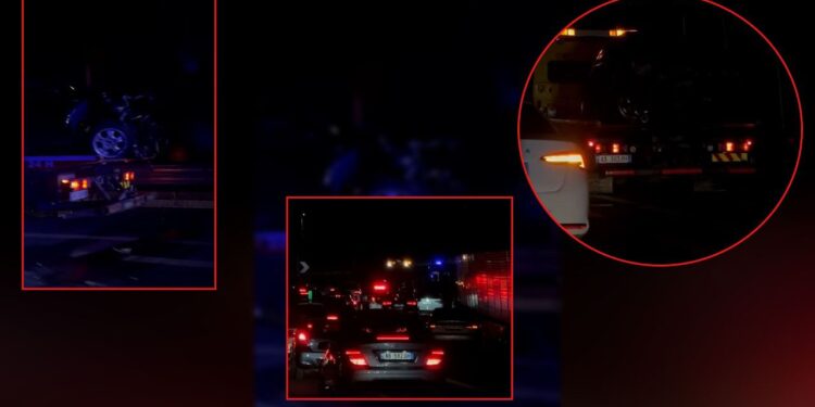 Aksident në Unazën e Re në afërsi të Paskuqanit, prani e madhe ambulancash dhe makina policie