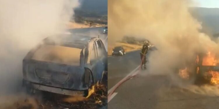 Mori flakë në lëvizje, shkrumbohet makina në bypassin e Vlorës