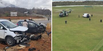 Aksident pranë Dibrës, çift bashkëshortësh dërgohet me helikopter në Tiranë