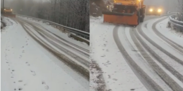 ARRSH: Reshje të dendura bore në Qafë Thore, po punohet me dy borëpastruese