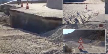 Shembje në aksin Skrapar-Përmet, asfalti “zbret” mbi një metër poshtë